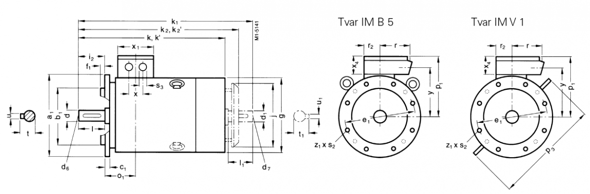 Габаритные и присоединительные размеры (фланец. 225S-315M) 